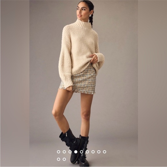 ANTHROPOLOGIE - MAEVE tan chunky knit the Dakota over size turtleneck sweater - Picture 10 of 11